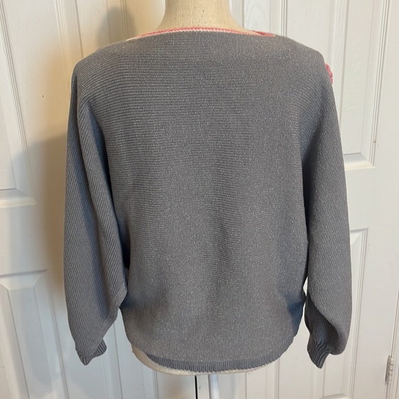 Vintage 80’s Sweater- Gray & Pink by Jodie Raymond Originals / Size Medium - Picture 7 of 8